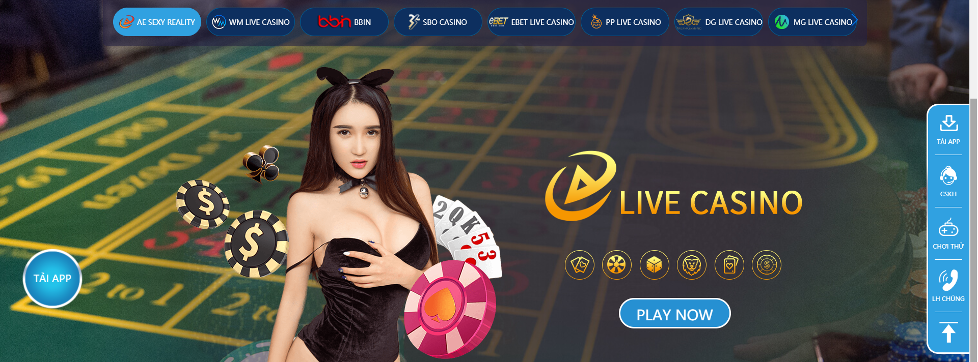 Tham gia các sảnh Casino đa dạng thể loại tò chơi